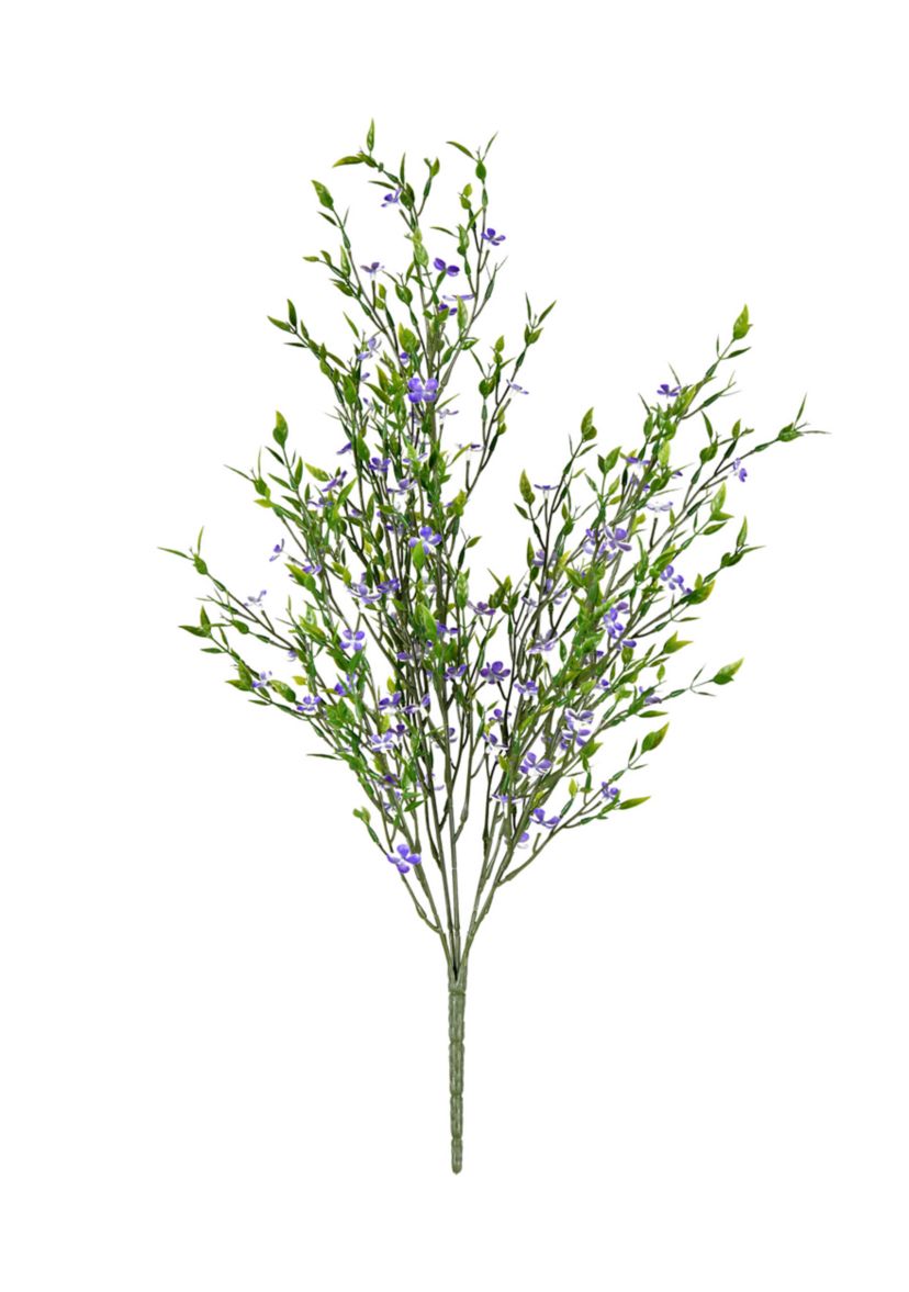 UV Coated Bush with Mini Purple Flowers and Greenery
