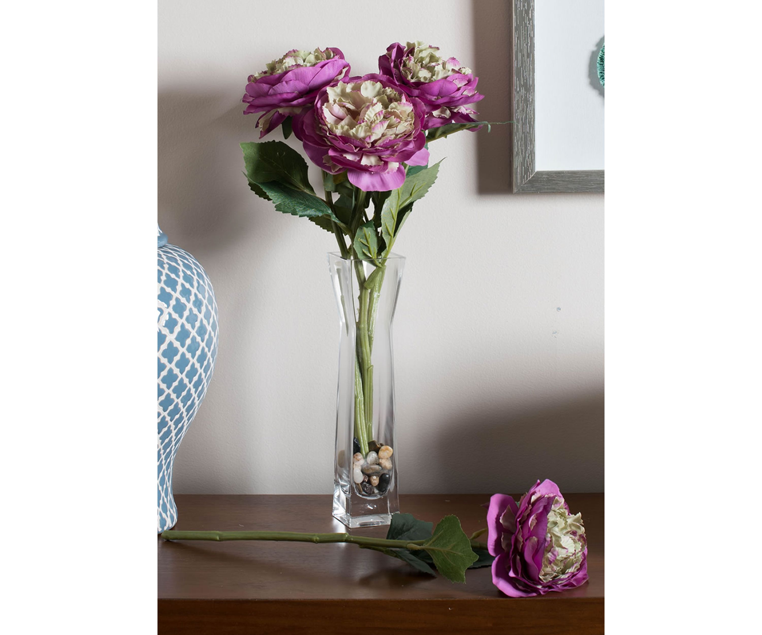 Purple Peony Rose Stem - Set of 6