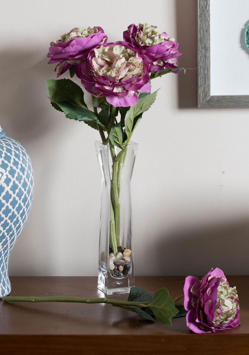 Purple Peony Rose Stem - Set of 6