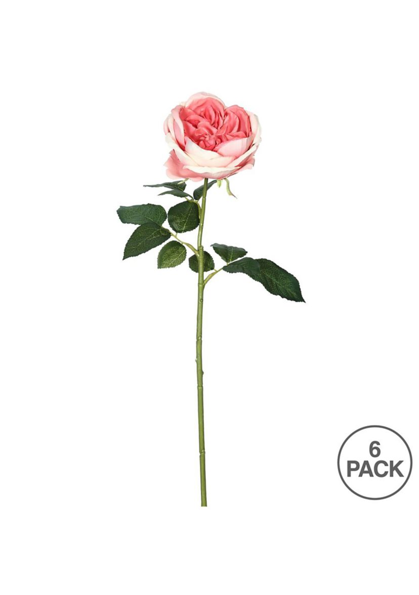 Artificial Open Rose Stem, 6 per Bag