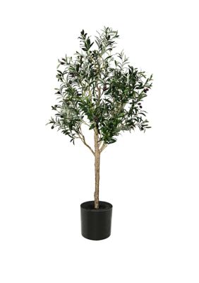 Vickerman Artificial Olive Tree in Planters Pot, Green