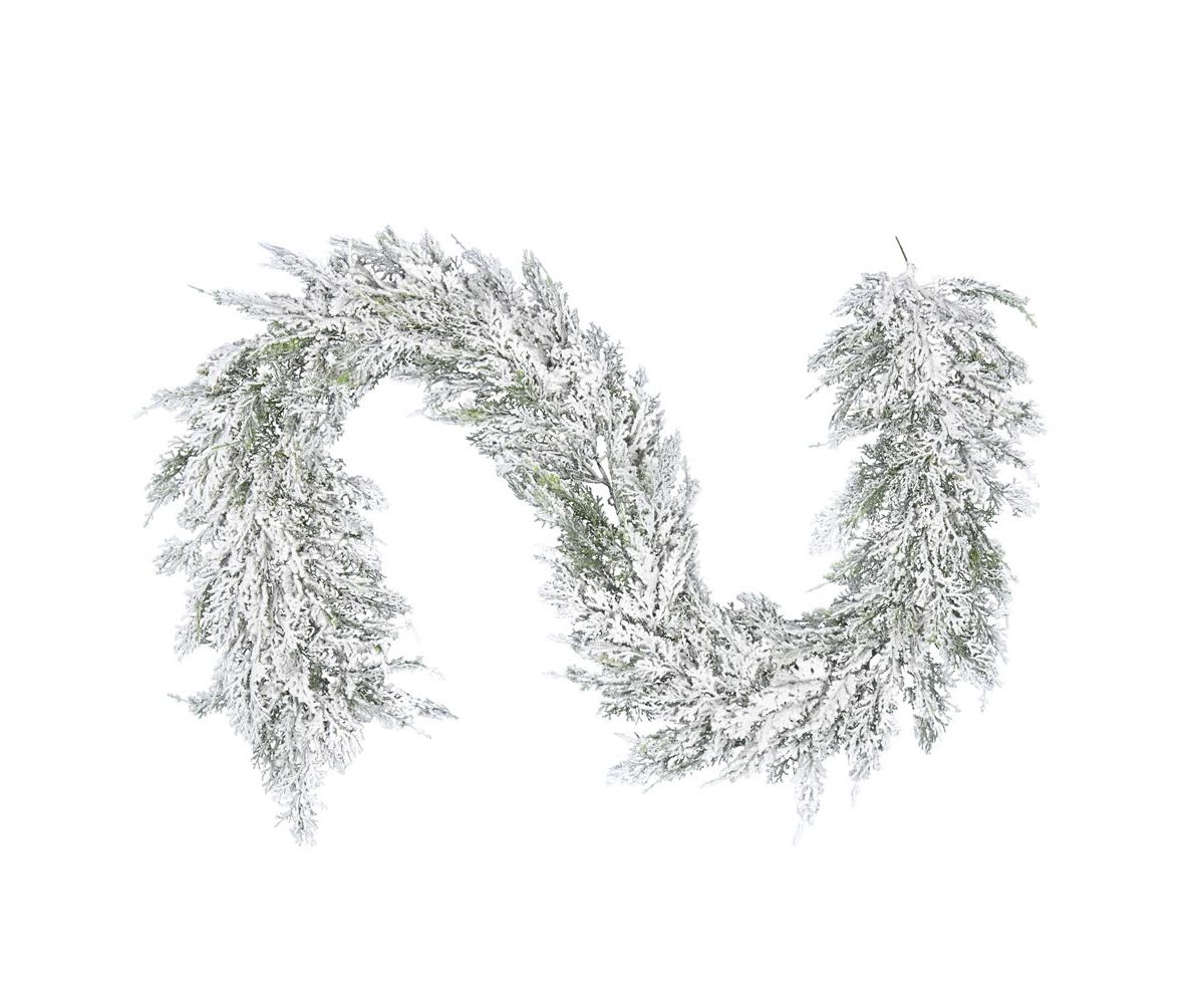 Vickerman 75" Artificial Snowy Cedar Garland.