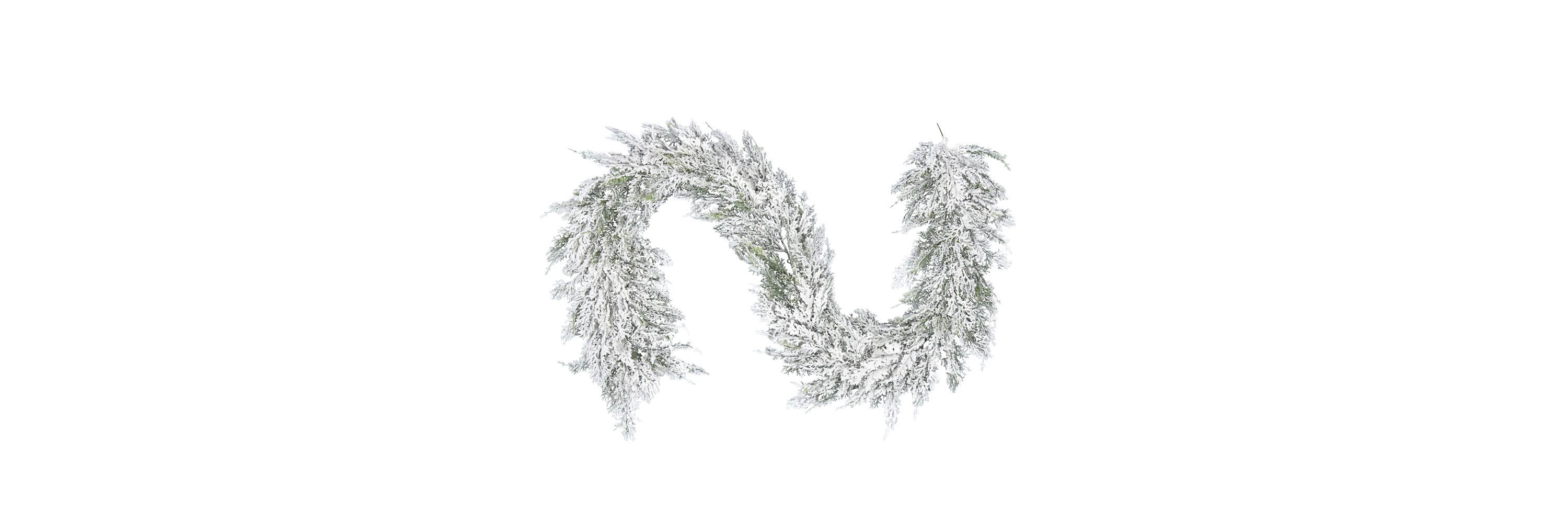 Vickerman 75" Artificial Snowy Cedar Garland.
