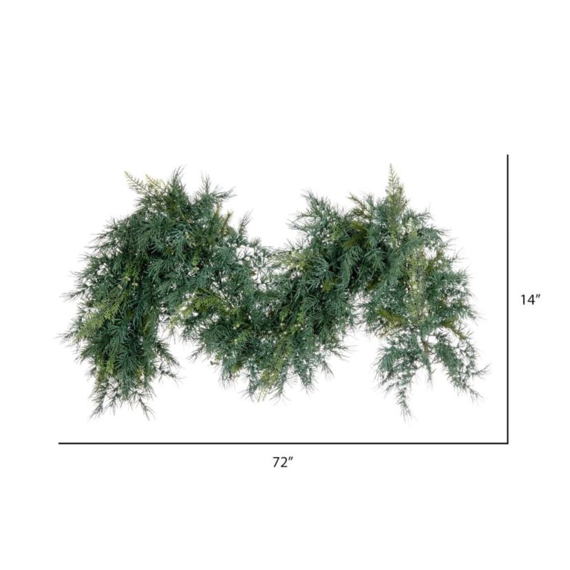 Vickerman 6 X 14" Artificial Mixed Fern Cedar Doublesided Garland