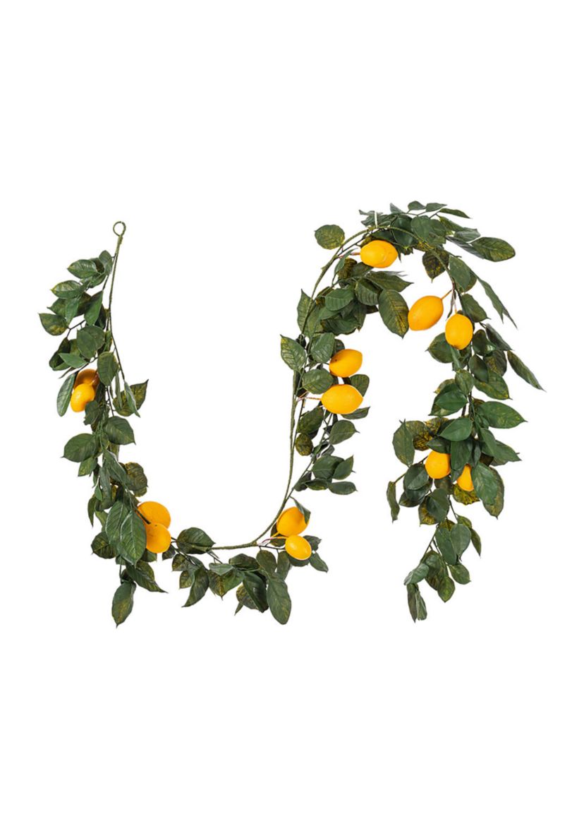 Vickerman 6 Artificial Green and Yellow Salal Leaf Lemon Garland.