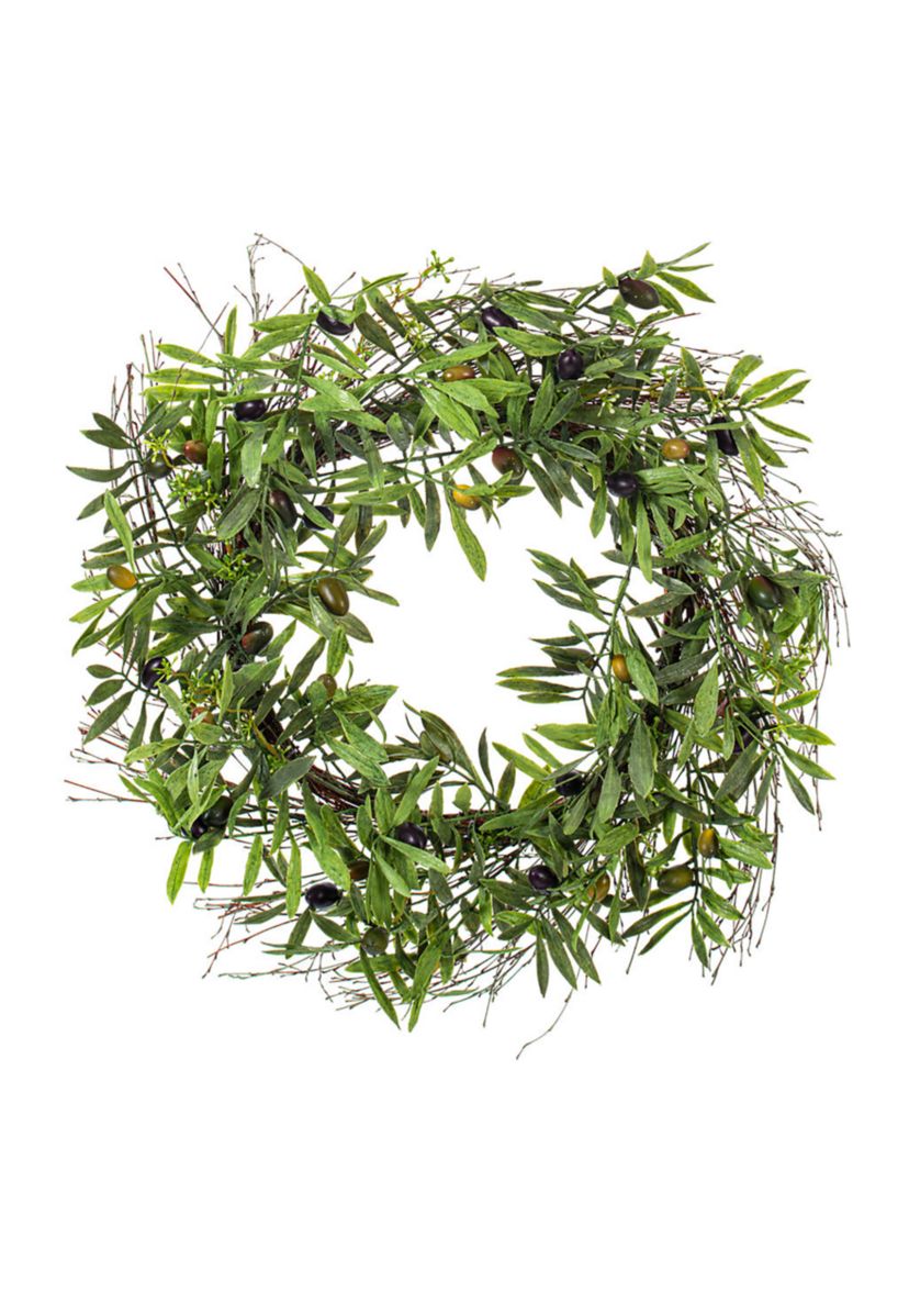 Vickerman 24" Artificial Green Olive Leaf Wreath.