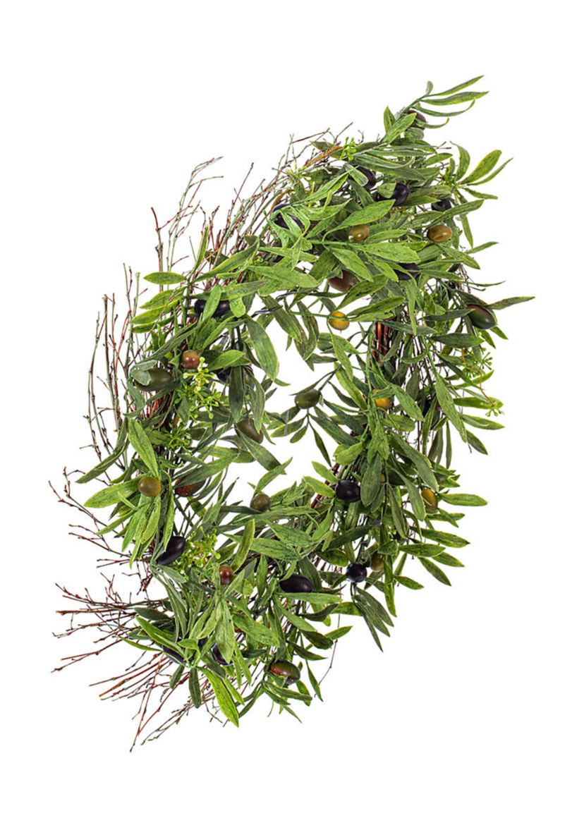 Vickerman 24" Artificial Green Olive Leaf Wreath.