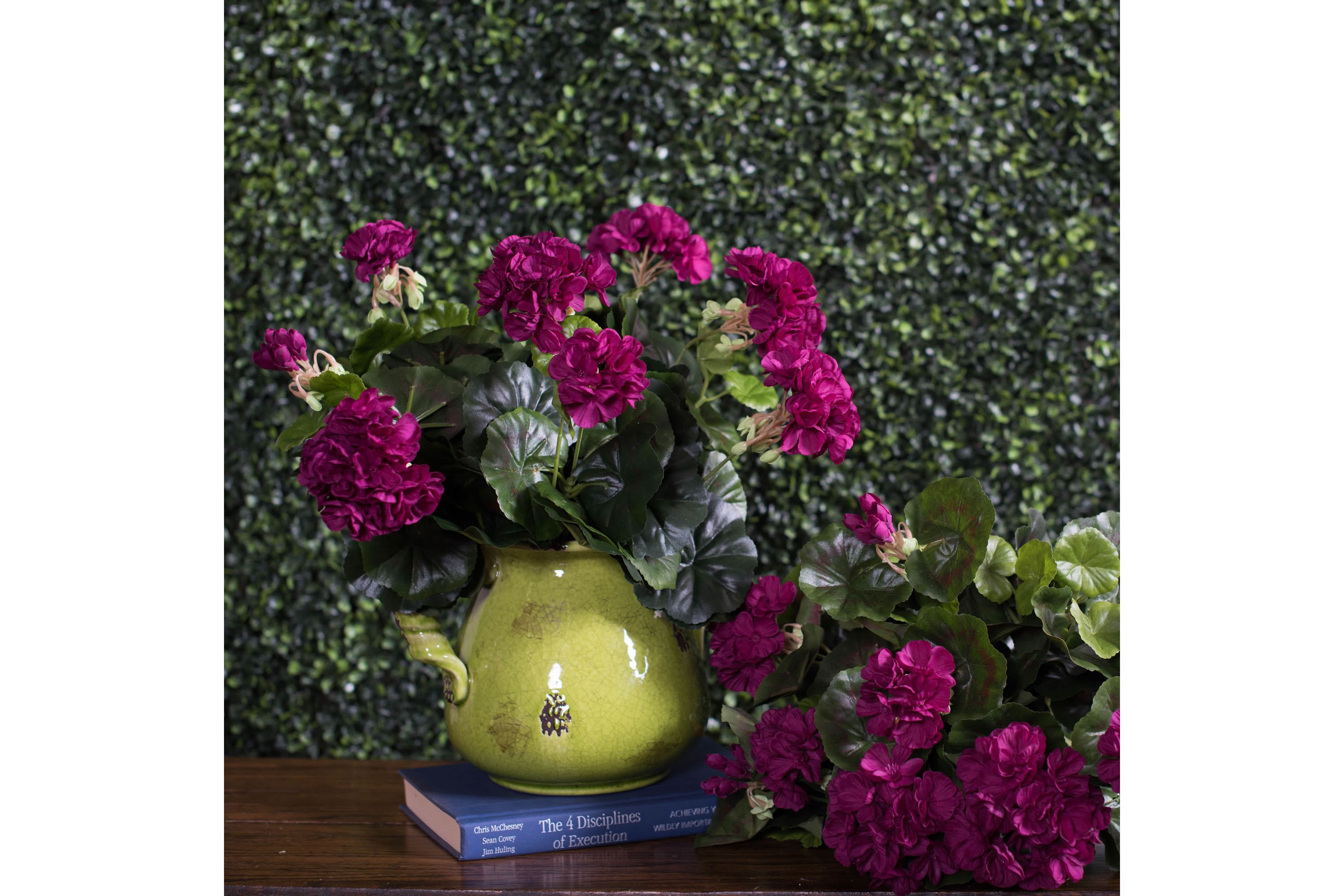 Vickerman 17.5" Artificial Purple Polyester Geranium Bush.