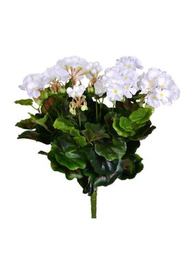 Vickerman Artificial Polyester Geranium Bush X 12, White