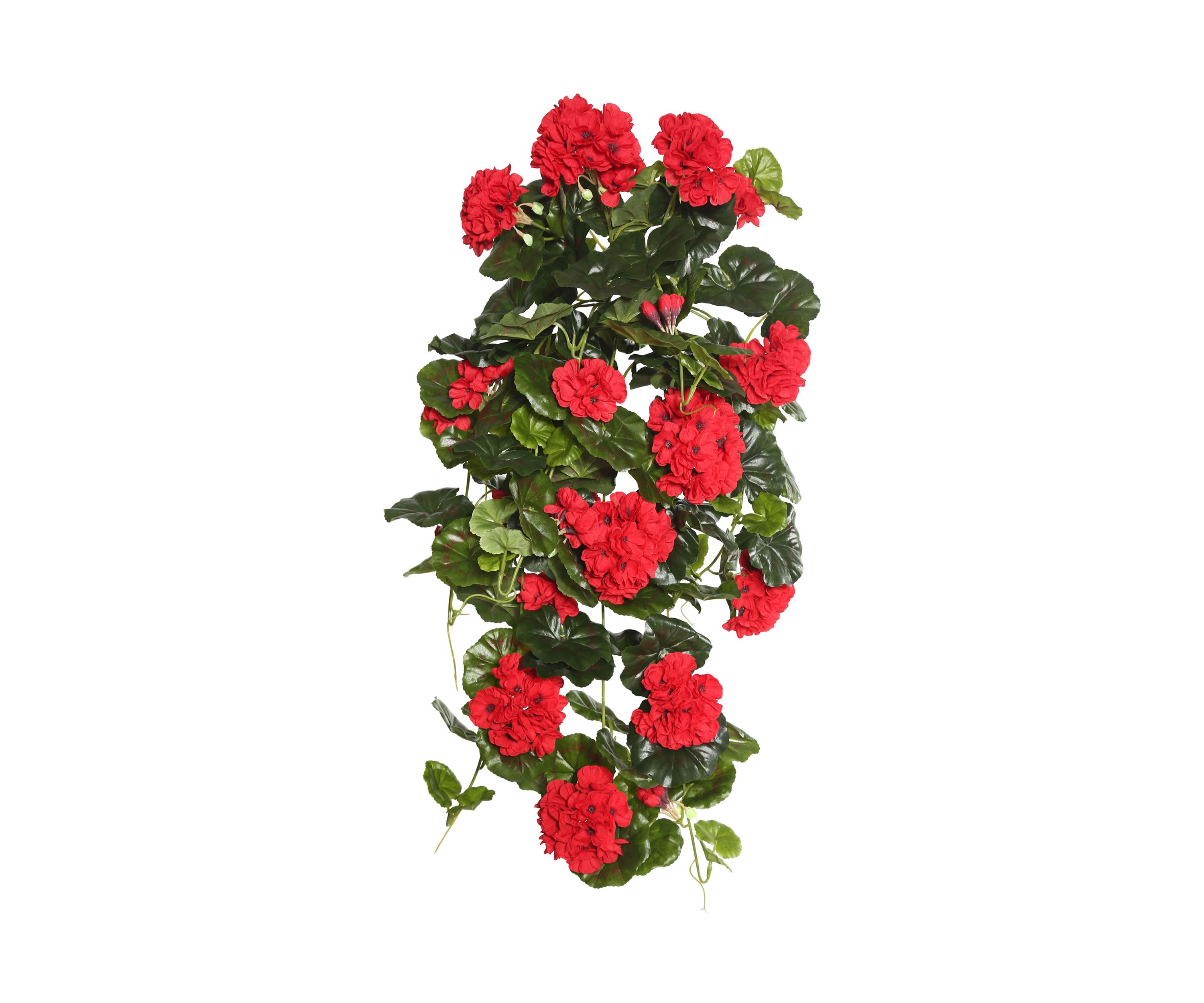 Red Polyester Geranium Hanging Bush