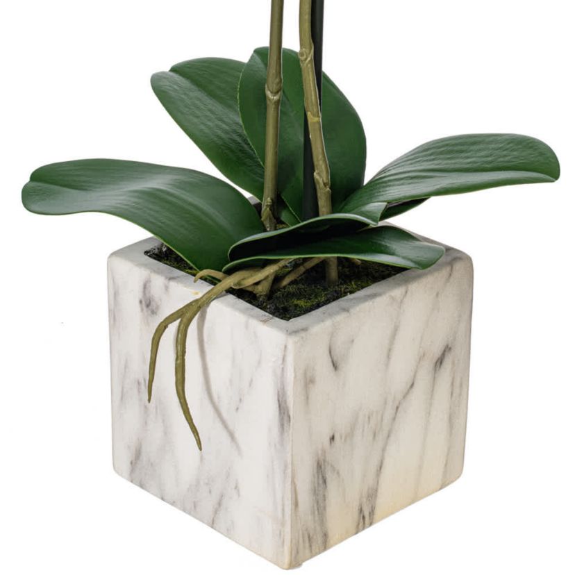 Vickerman 22" Artificial Potted Real Touch Pink and White Phalaenopsis Spray.