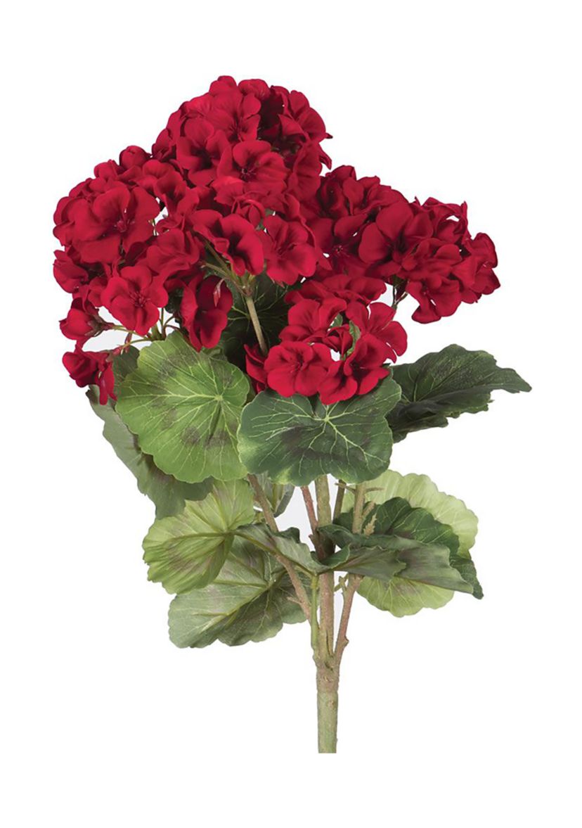 Vickerman 18" Artificial Red Geranium Bush, 4 Pack