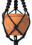 Terracotta Pot in Black Rope Hanger