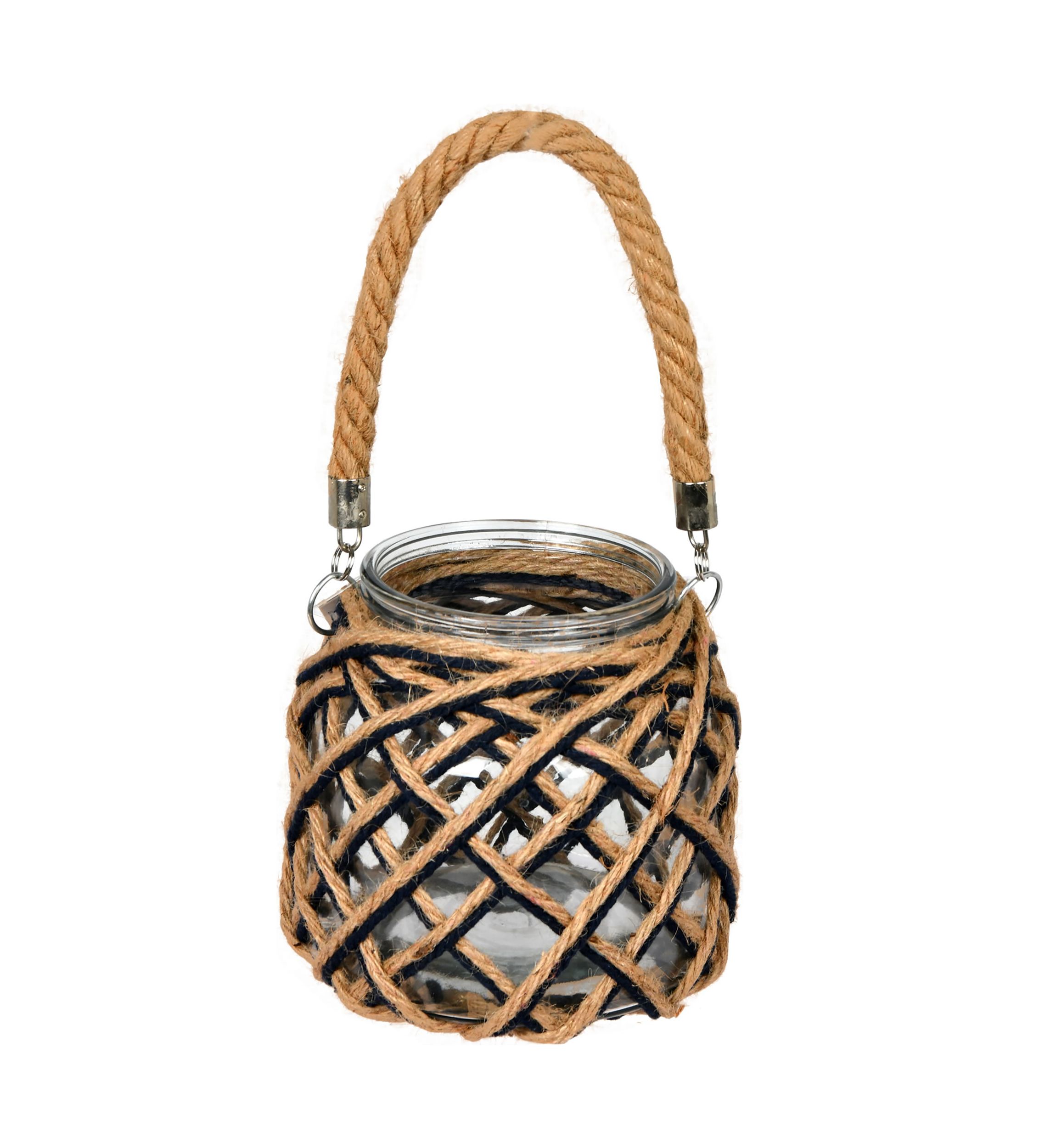 Glass Jar in Woven Jute Handle