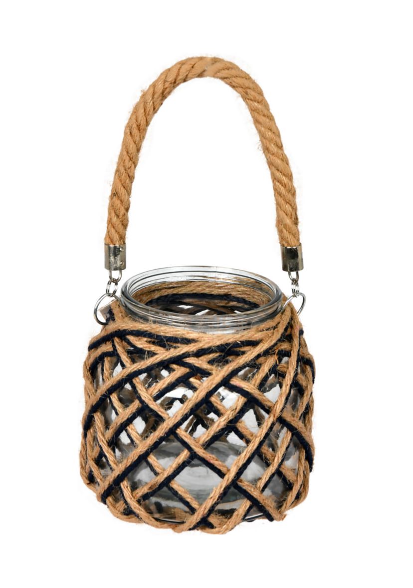 Glass Jar in Woven Jute Handle