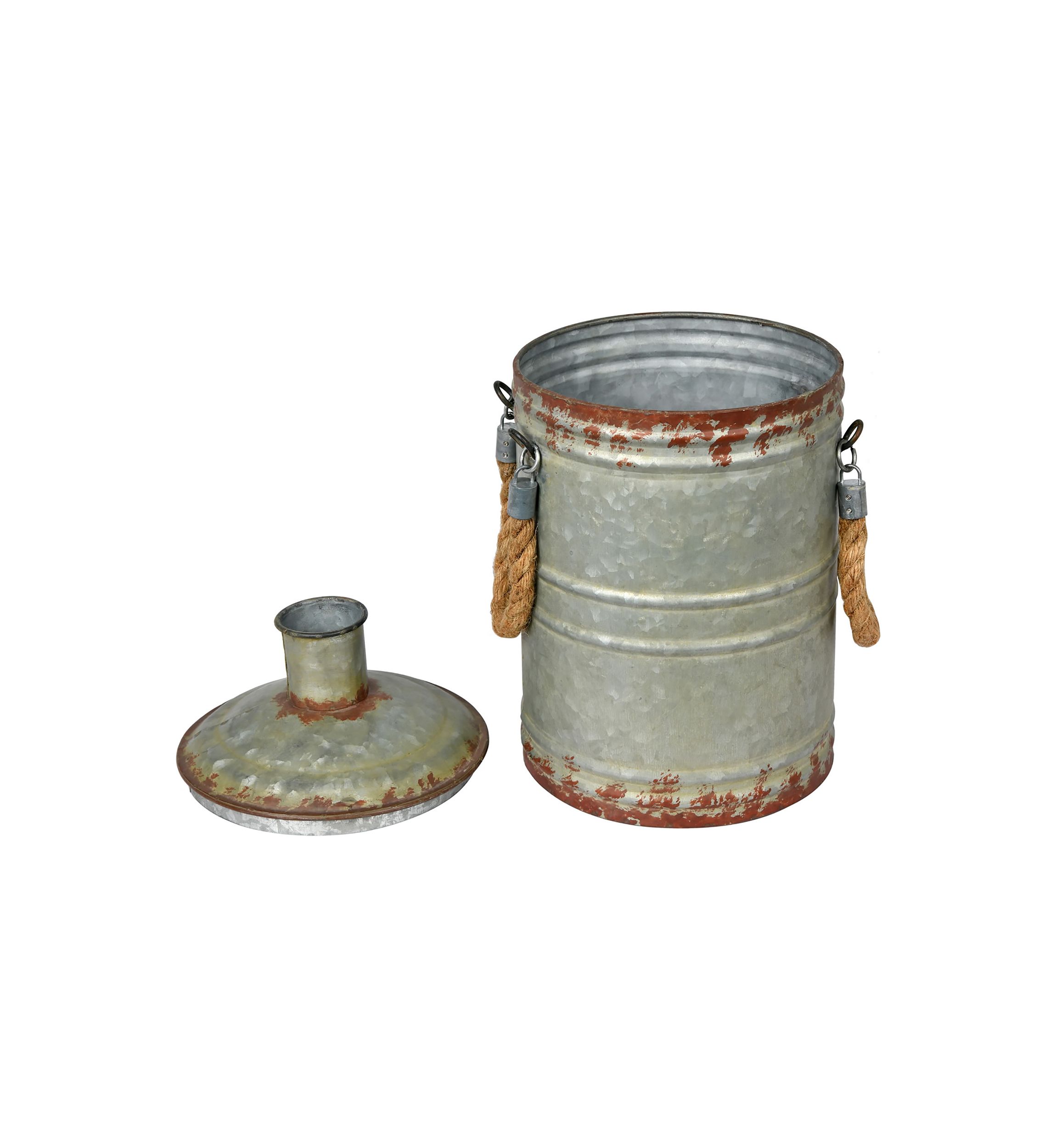 Rustic Metal Container with Handles