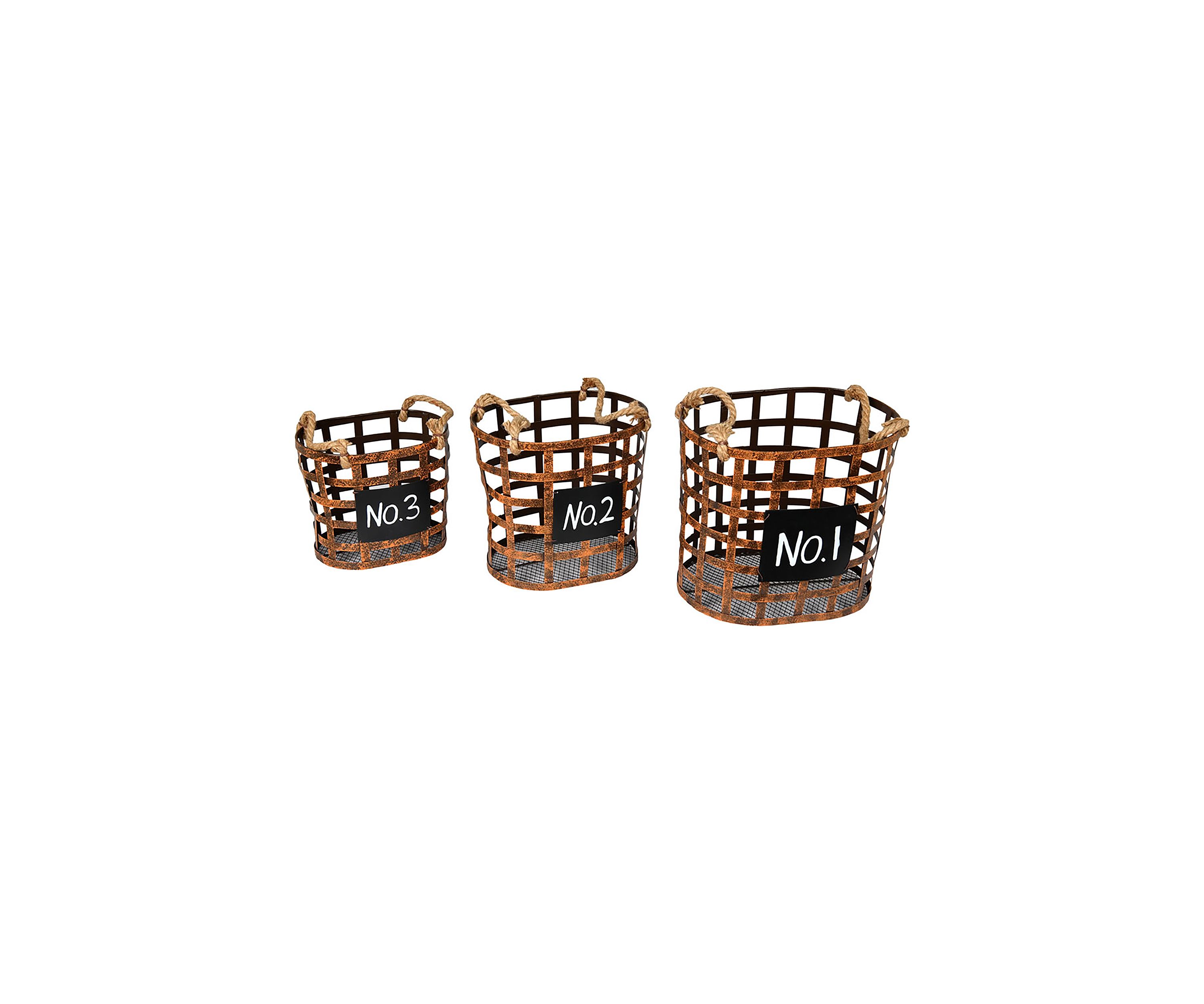 Vickerman 10" Wire Chalkboard Oval Basket, Set of 3.