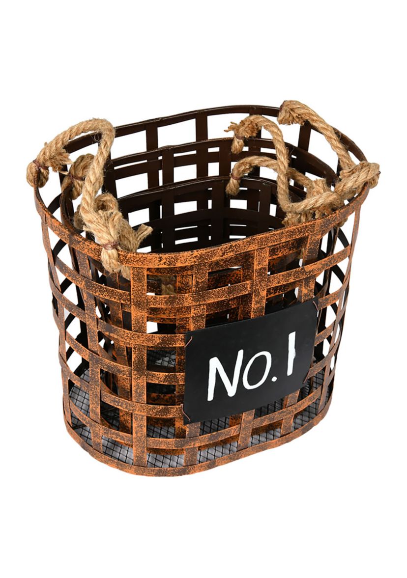 Vickerman 10" Wire Chalkboard Oval Basket, Set of 3.