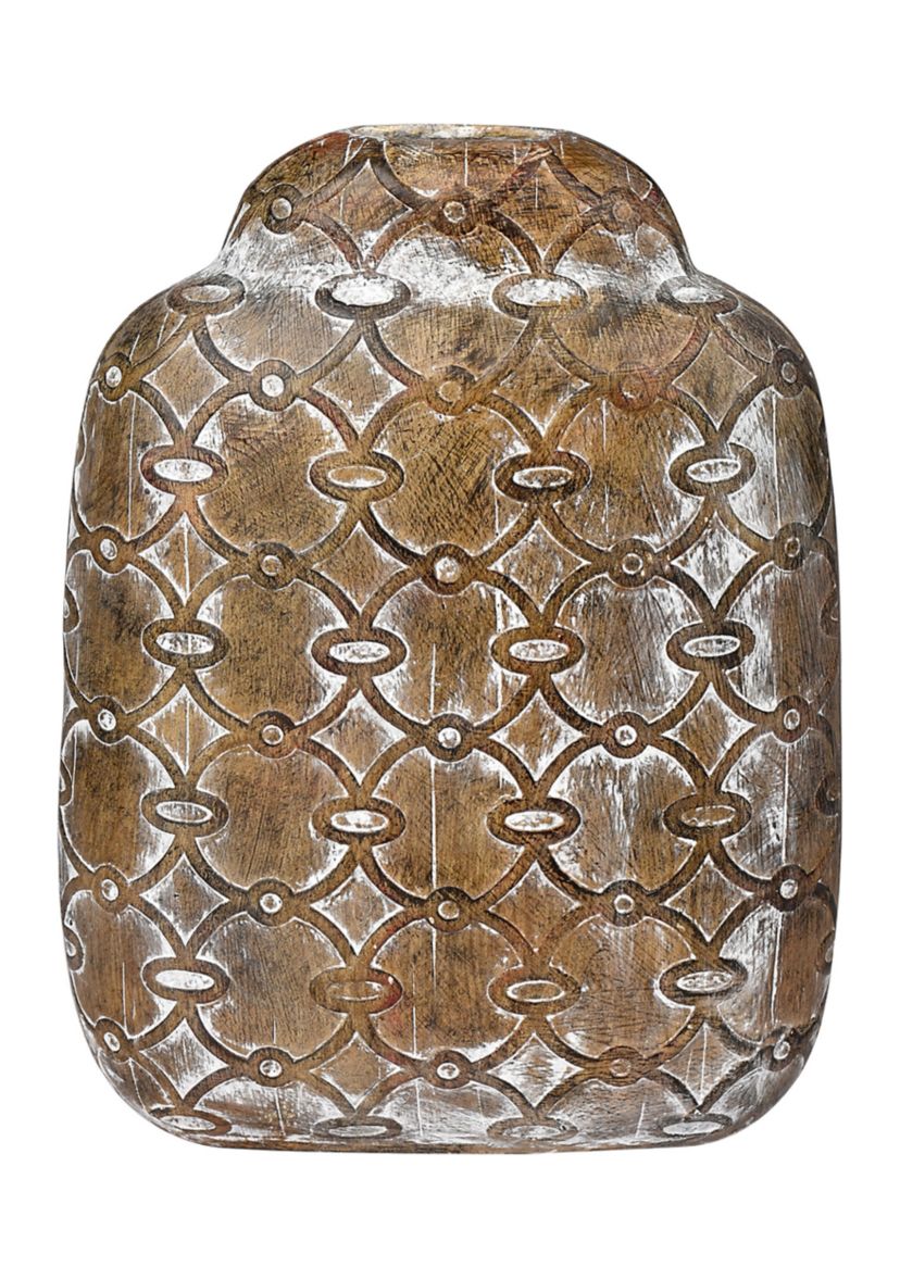 Flat Brown Vase Circular Pattern