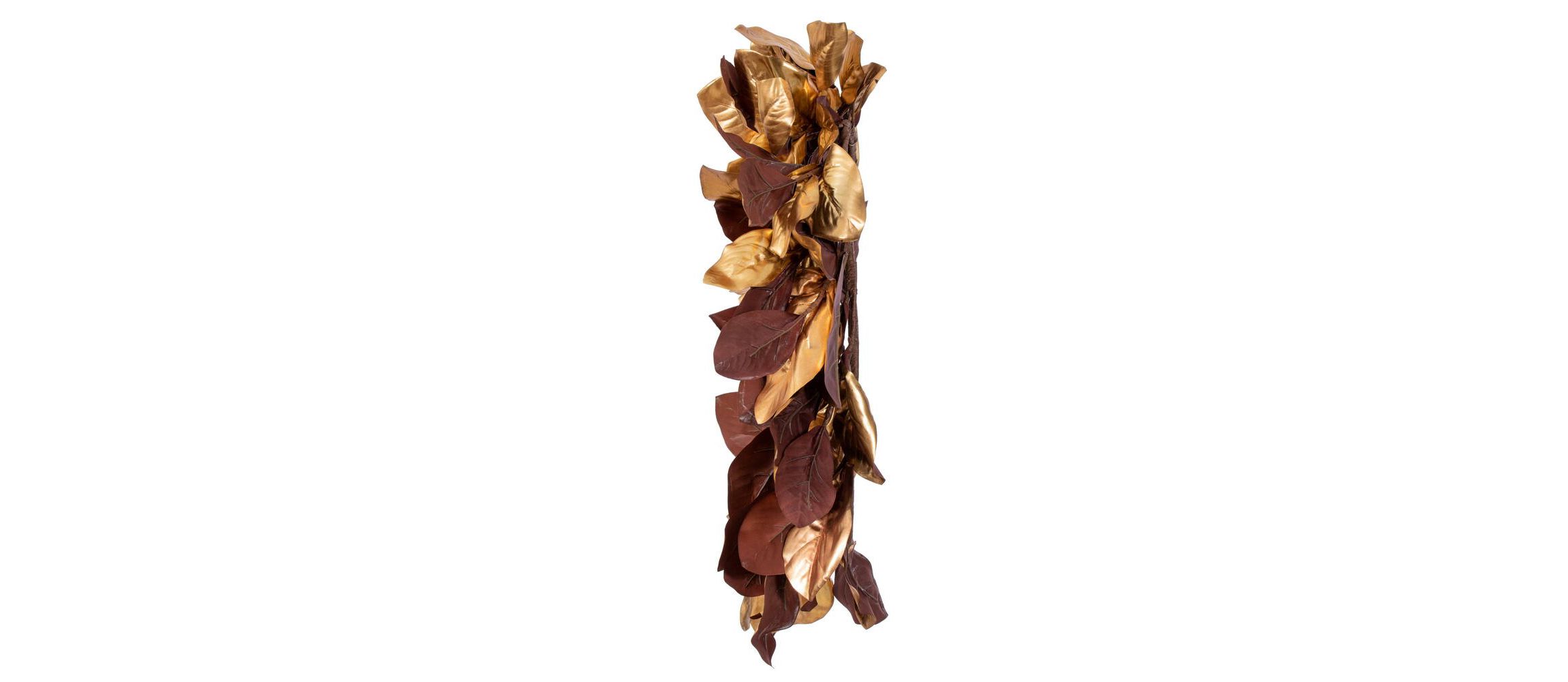 Vickerman 30" Metallic Gold Magnolia Leaf Wreath. It measures 30 by 18 inches.