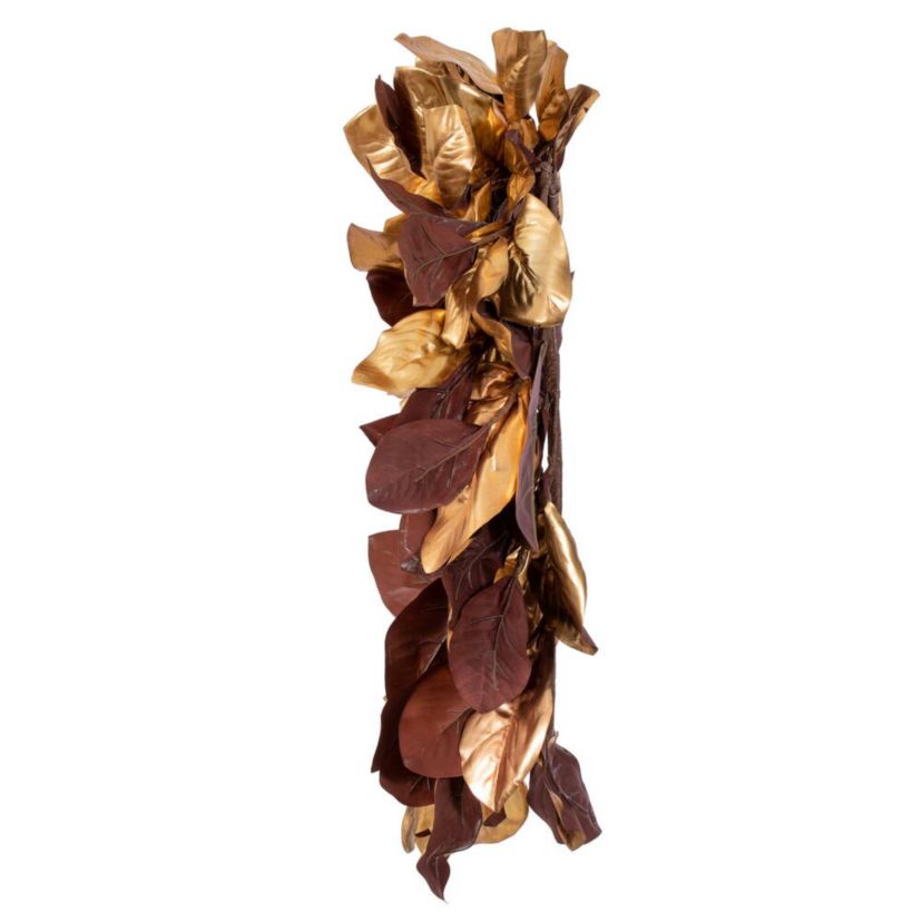 Vickerman 30" Metallic Gold Magnolia Leaf Wreath. It measures 30 by 18 inches.