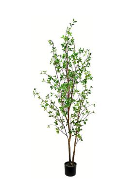 Vickerman Artificial Potted Baby Leaf Tree in Planters Pot, Green