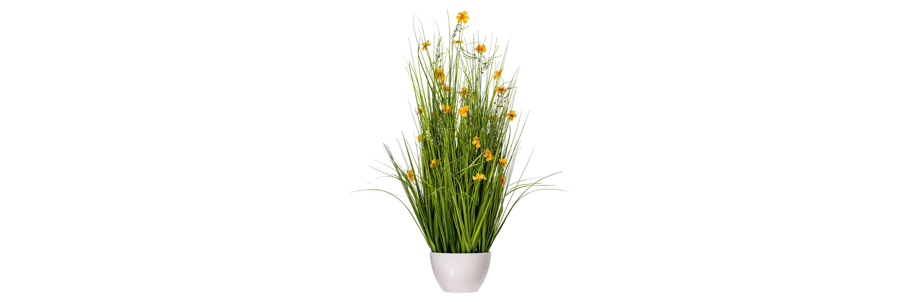 Vickerman 42" Artificial Potted Yellow Cosmos and Green Grass.