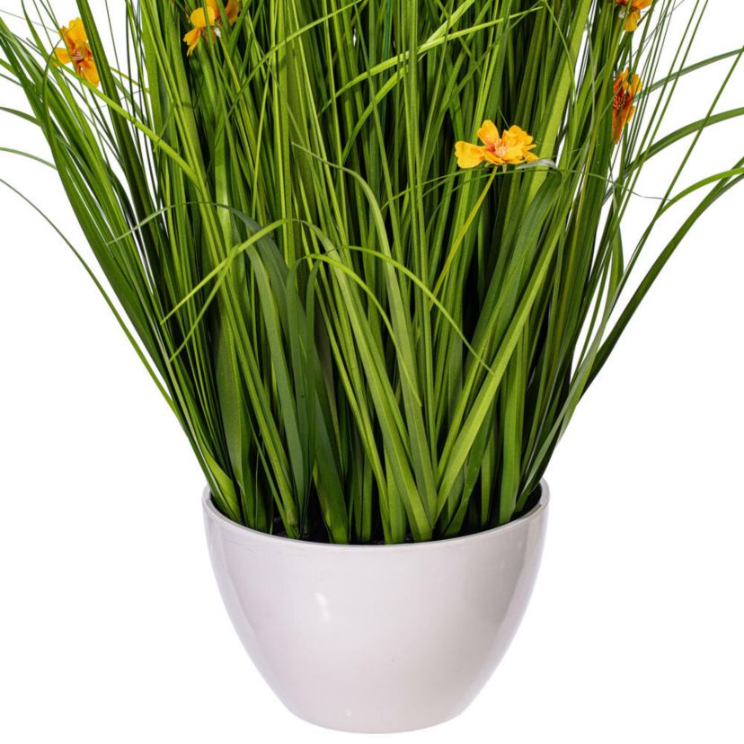 Vickerman 42" Artificial Potted Yellow Cosmos and Green Grass.