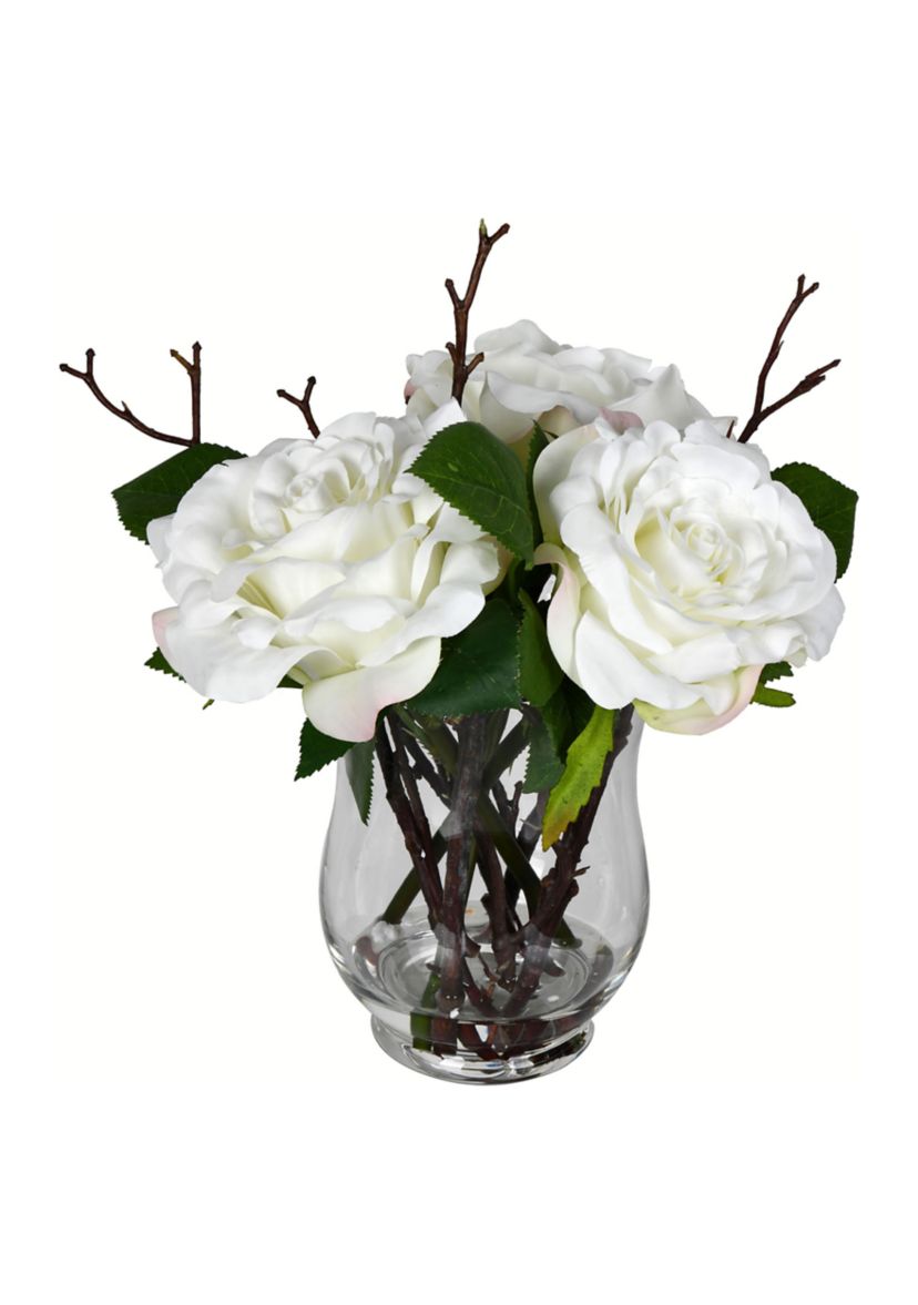 White Rose In Glass Vase