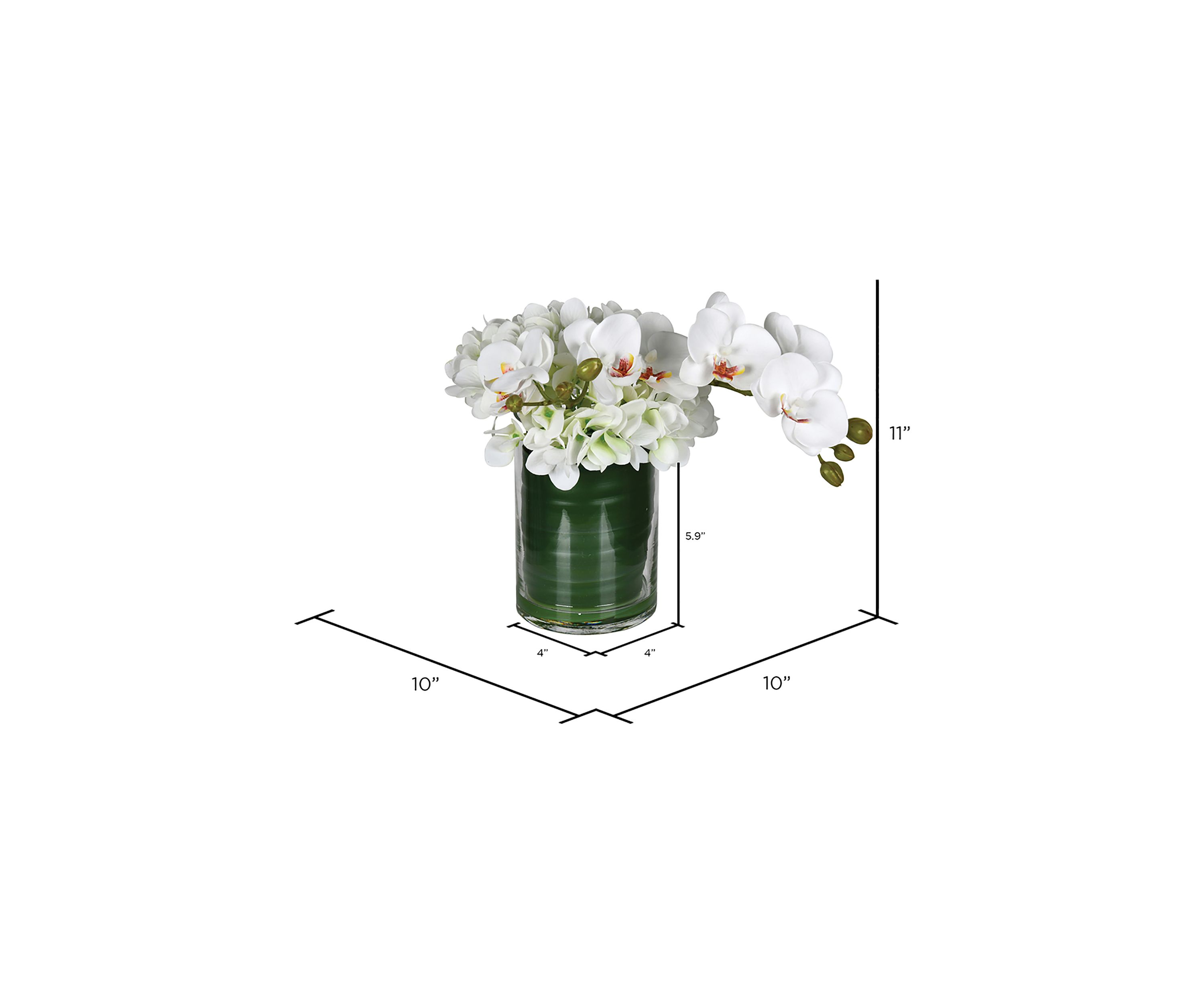 Vickerman 11" Artificial White Orchid In Glass Pot.