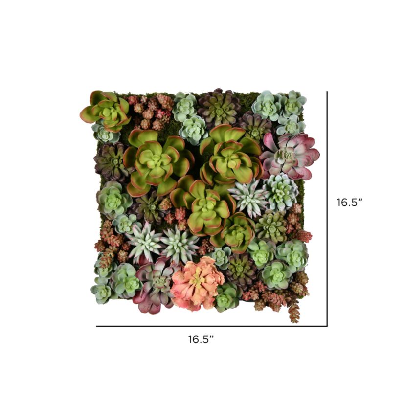 Vickerman 16.5" Artificial Multi-Colored Succulent Wall Arrangement.