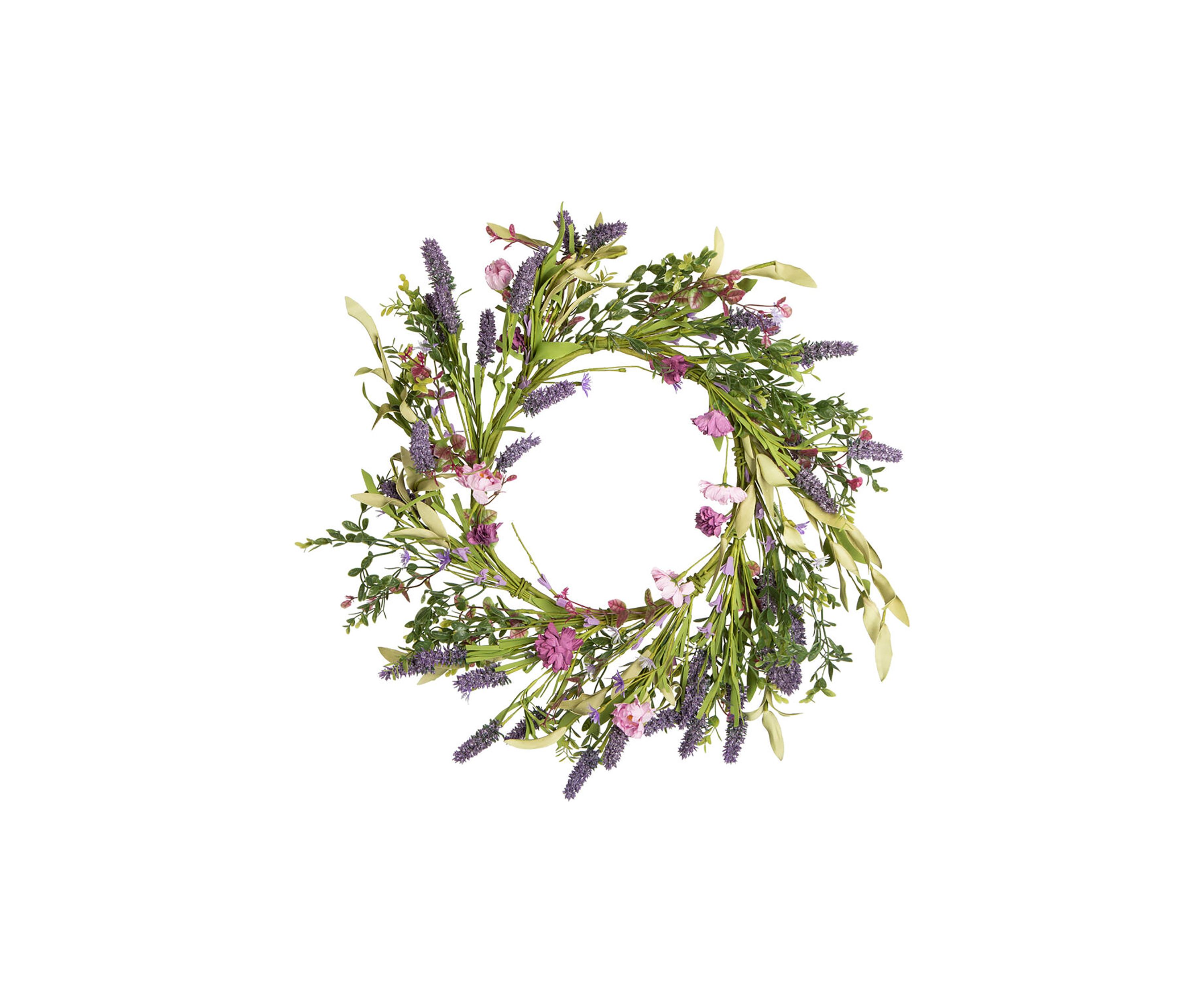 Vickerman 24" Artificial Purple Lilac Wild Flower Wreath.