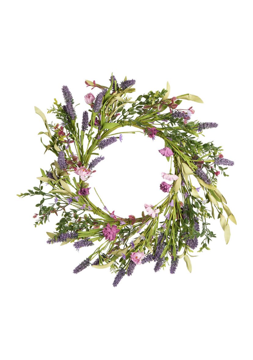 Vickerman 24" Artificial Purple Lilac Wild Flower Wreath.
