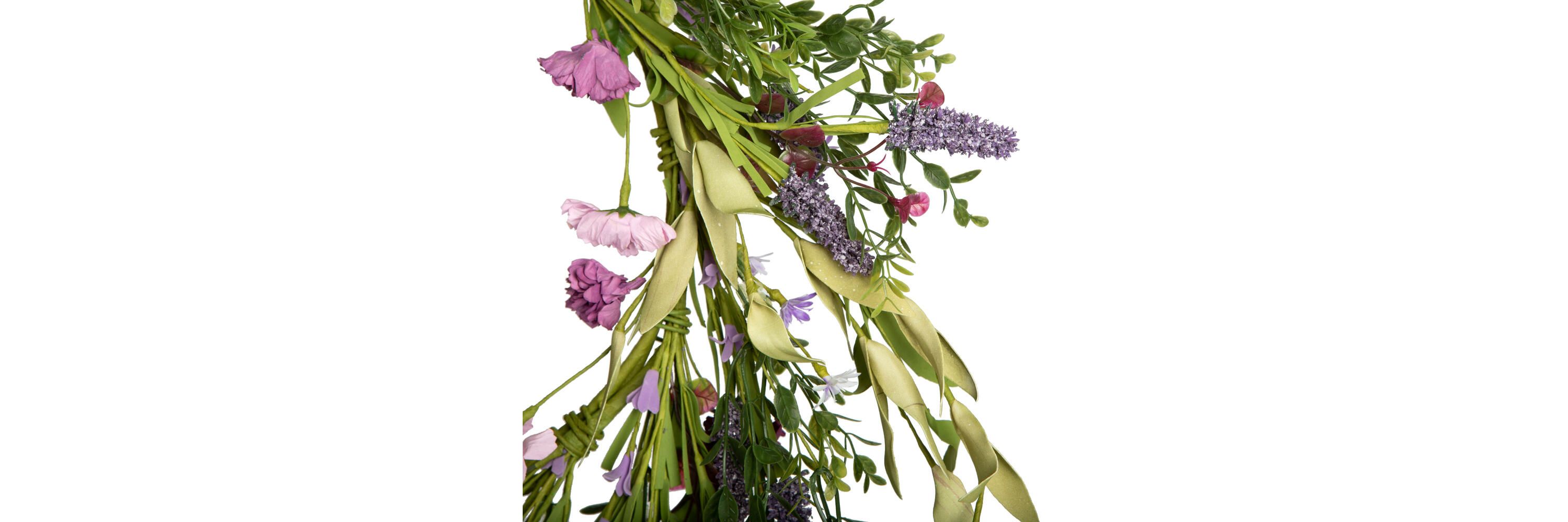 Vickerman 24" Artificial Purple Lilac Wild Flower Wreath.