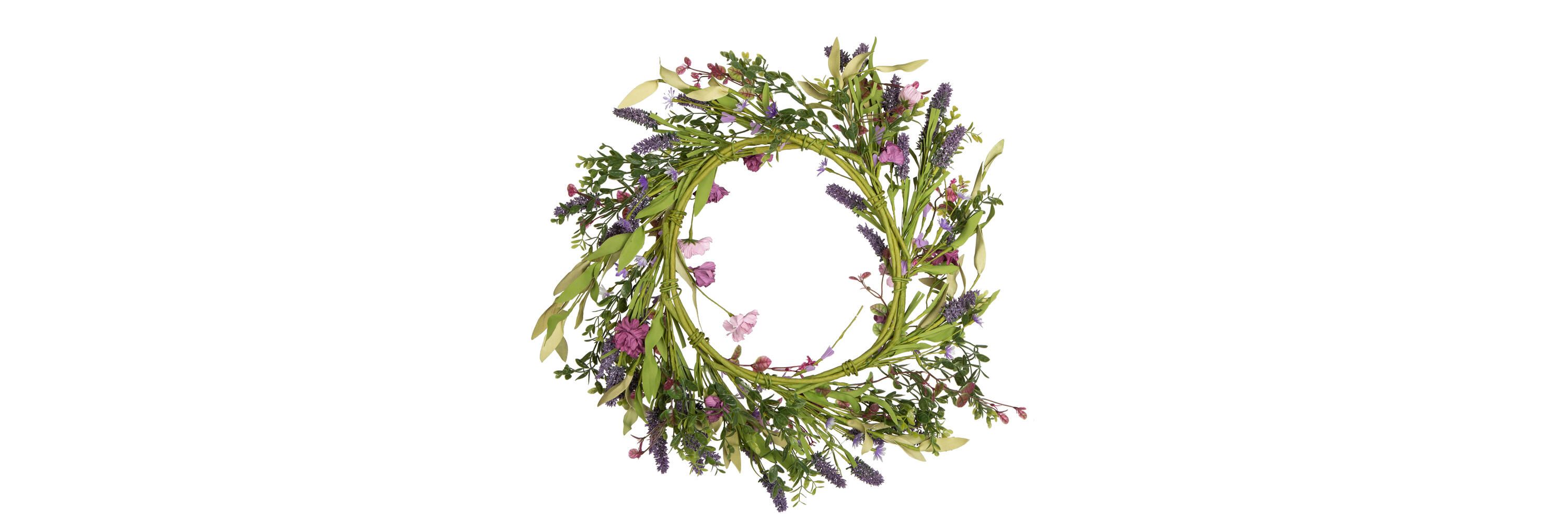 Vickerman 24" Artificial Purple Lilac Wild Flower Wreath.