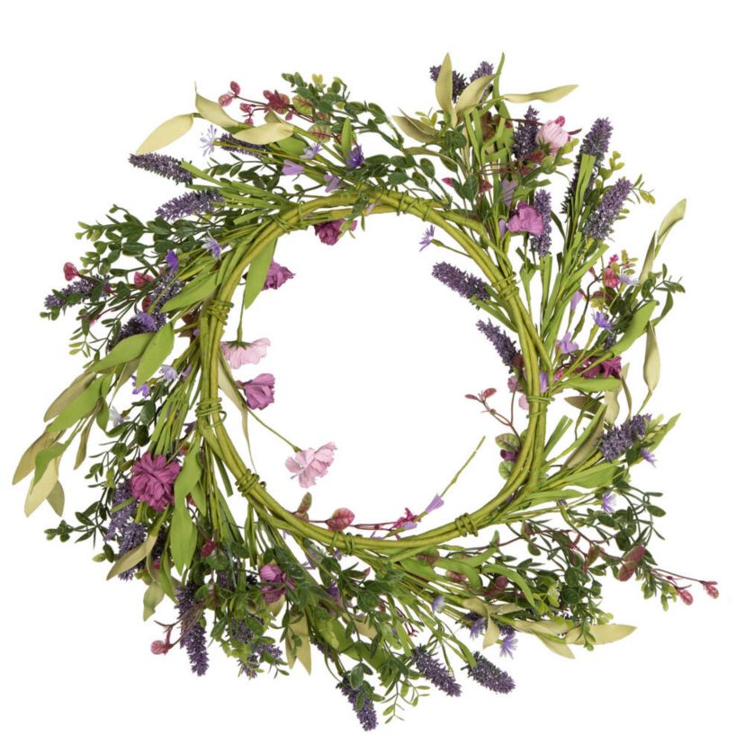 Vickerman 24" Artificial Purple Lilac Wild Flower Wreath.