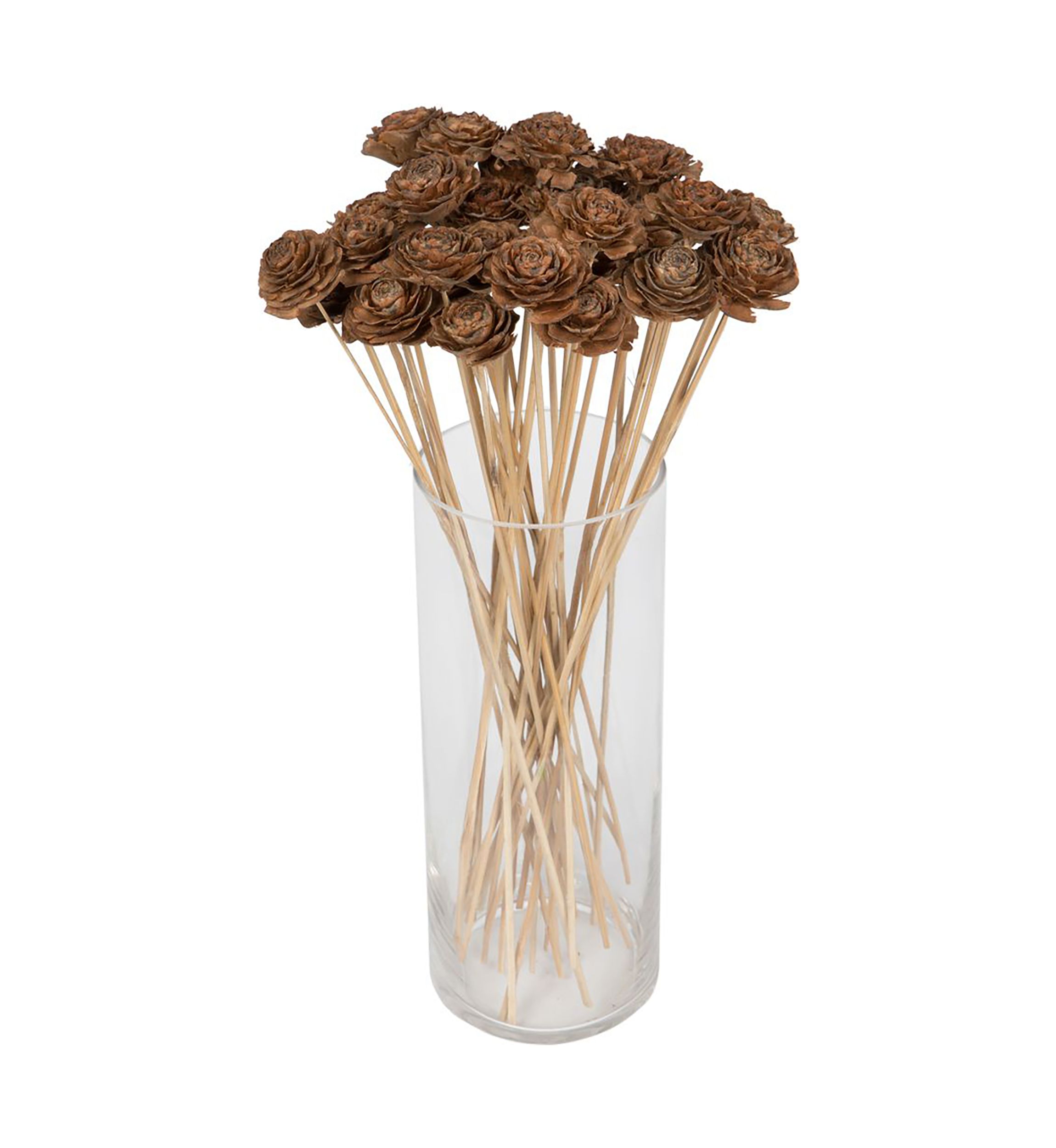 Natural Botanicals 1.3"-1.75" Cedar Rose, Natural on Stem. Includes 50 pieces per polybag