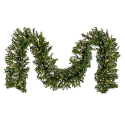 Vickerman 9' x 14" Douglas Fir Artificial Pre-Lit Garland with Warm White LED Lights, Green