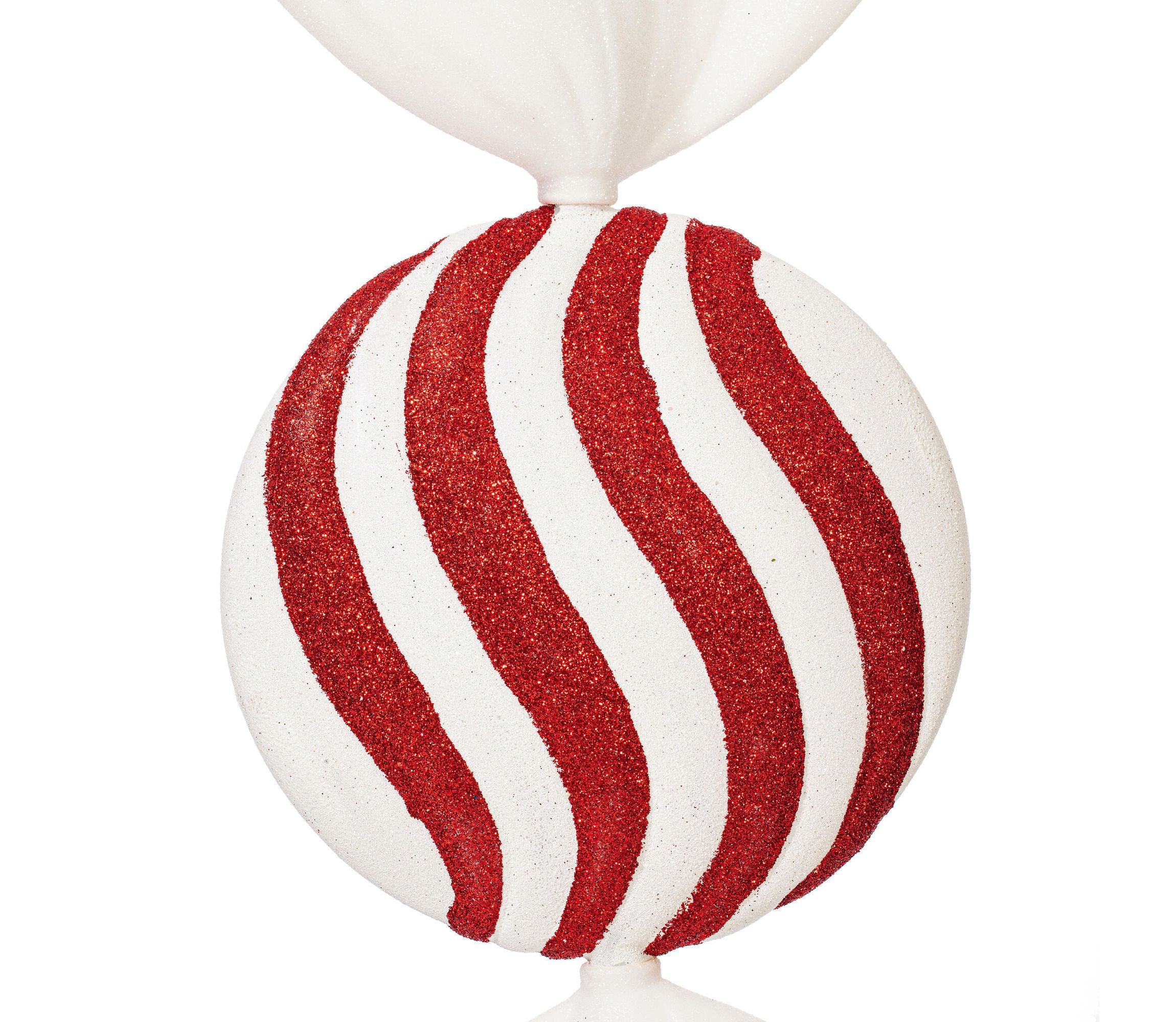 Vickerman 18" Red-White-Green Flat Peppermint Candy Christmas Ornament, 2 per Bag