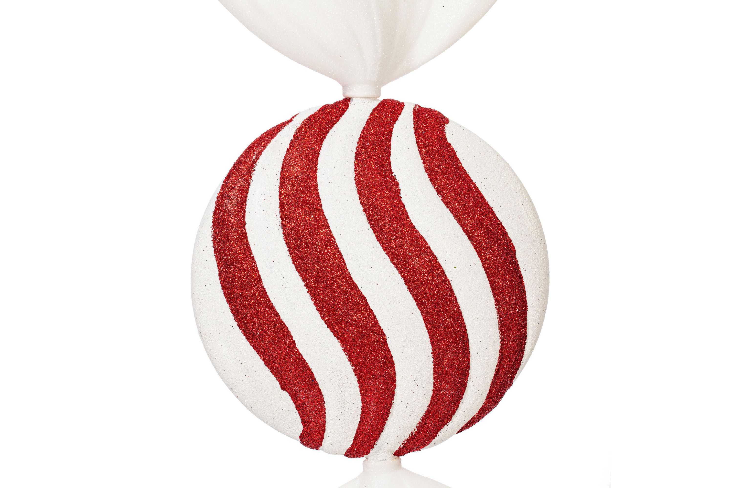 Vickerman 18" Red-White-Green Flat Peppermint Candy Christmas Ornament, 2 per Bag