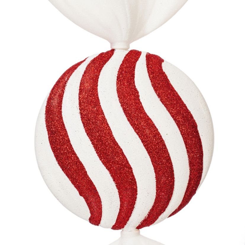 Vickerman 18" Red-White-Green Flat Peppermint Candy Christmas Ornament, 2 per Bag