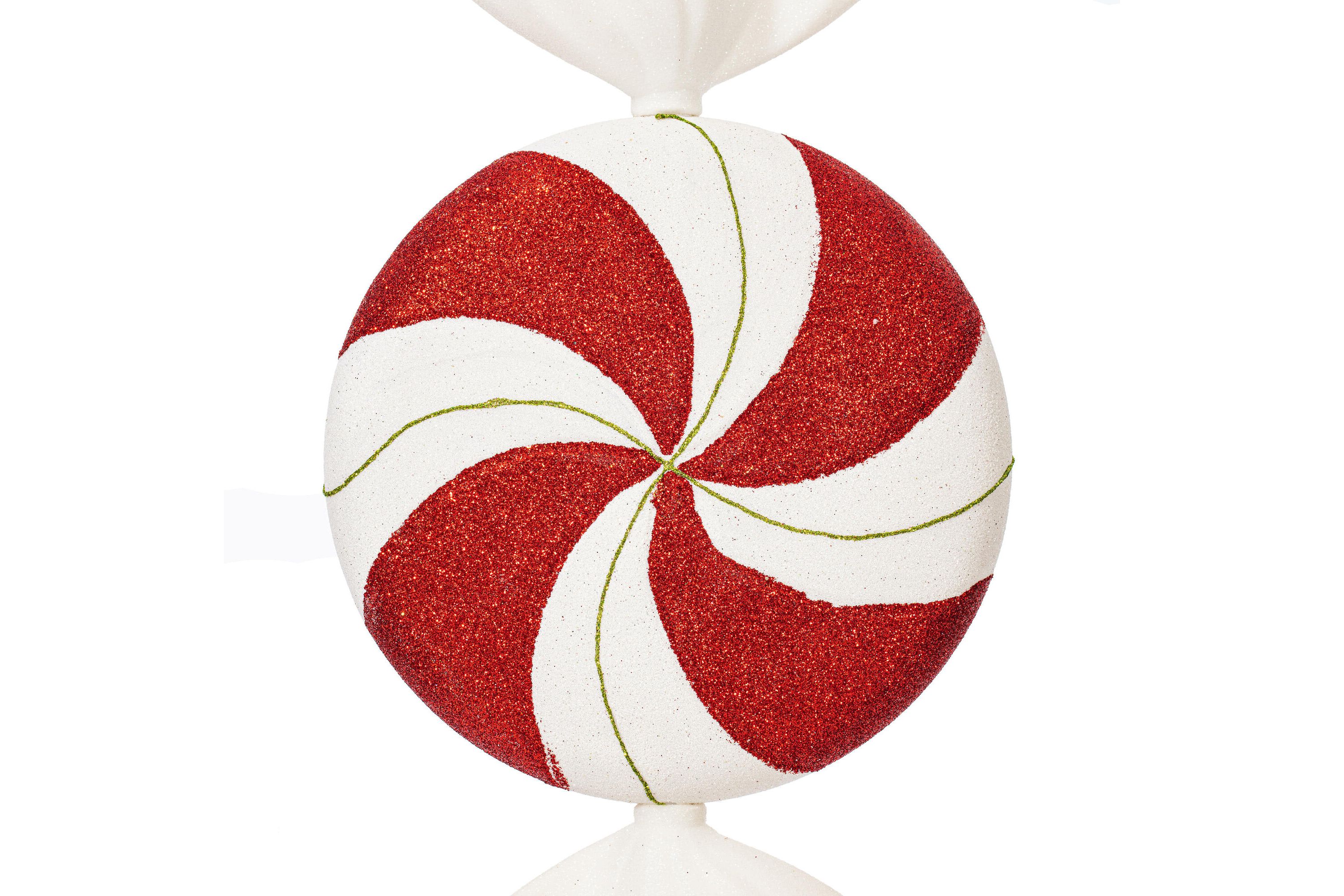 Vickerman 18" Red-White-Green Flat Peppermint Candy Christmas Ornament, 2 per Bag
