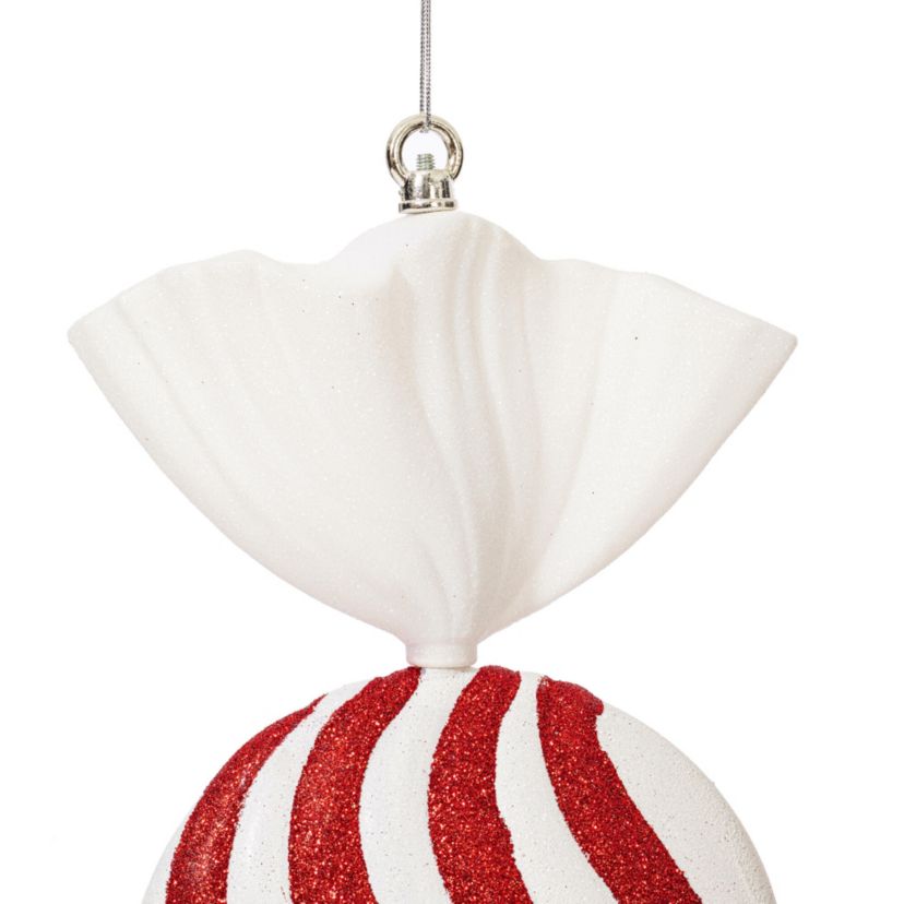Vickerman 18" Red-White-Green Flat Peppermint Candy Christmas Ornament, 2 per Bag