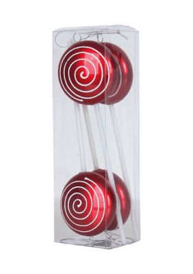 Vickerman Swirl Candy Ornament, Red