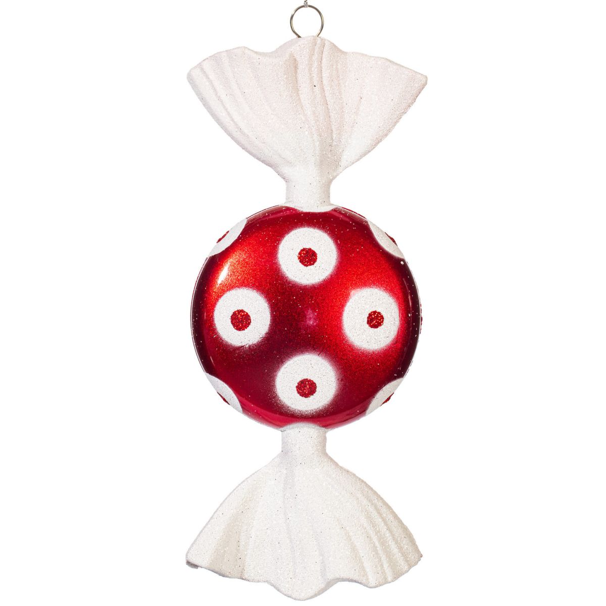 Vickerman 7" Red-White Flat Candy Christmas Ornament, 3 per Box
