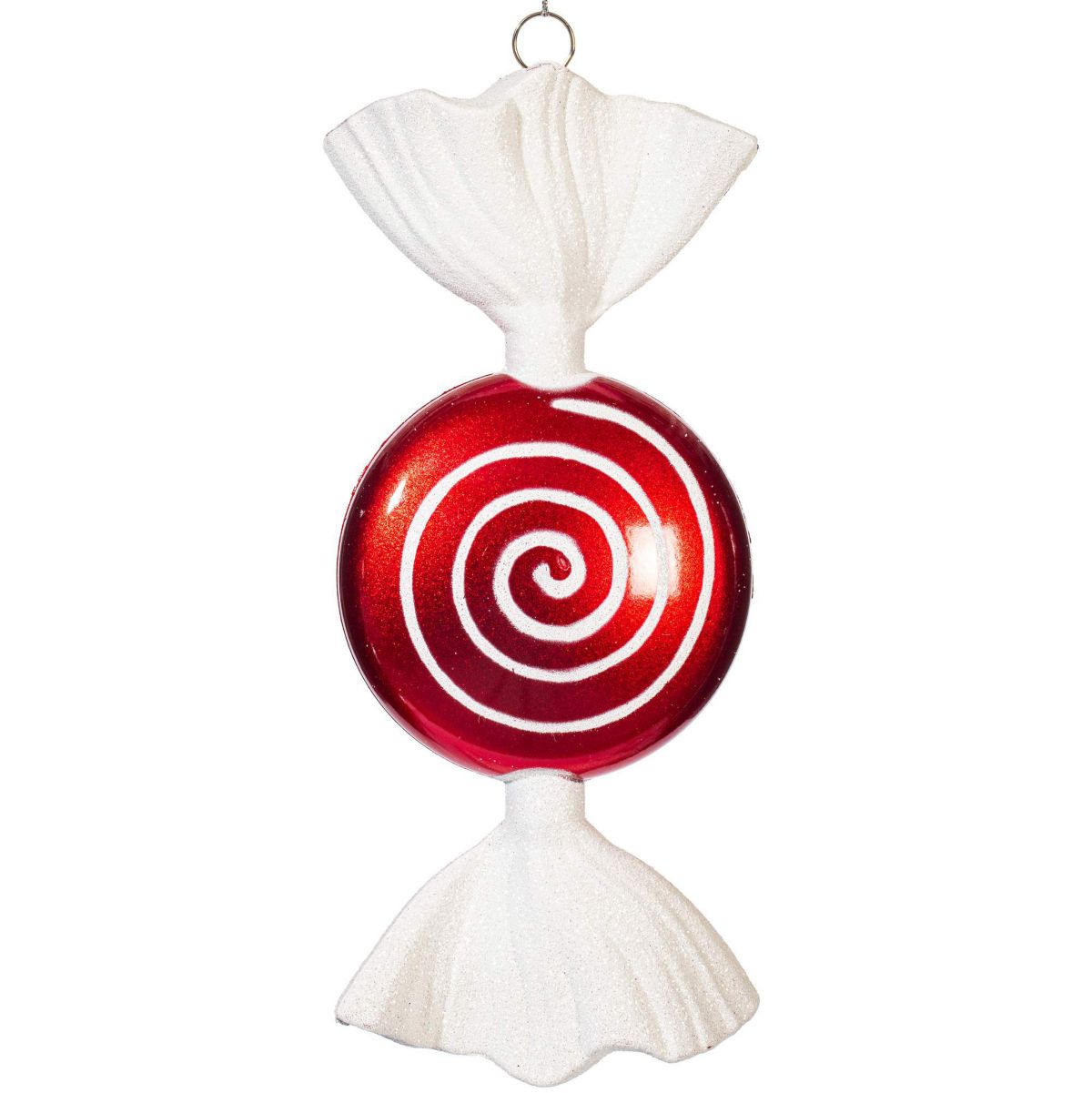 Vickerman 7" Red-White Flat Candy Christmas Ornament, 3 per Box