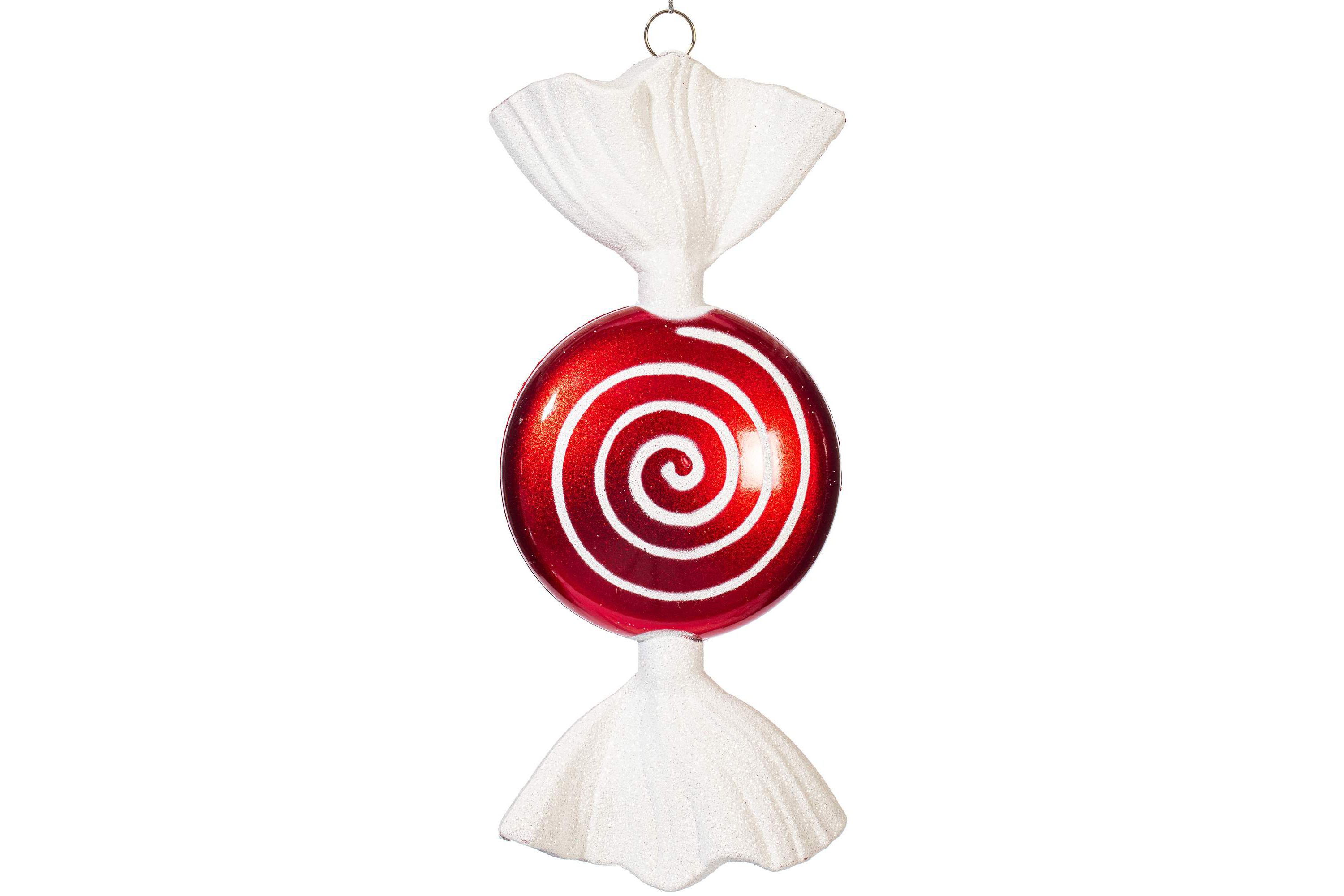 Vickerman 7" Red-White Flat Candy Christmas Ornament, 3 per Box