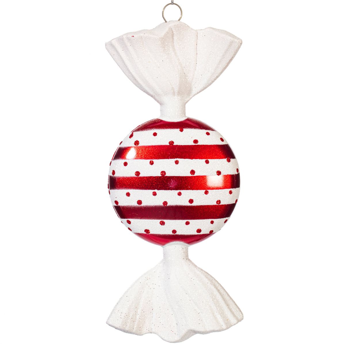 Vickerman 7" Red-White Flat Candy Christmas Ornament, 3 per Box