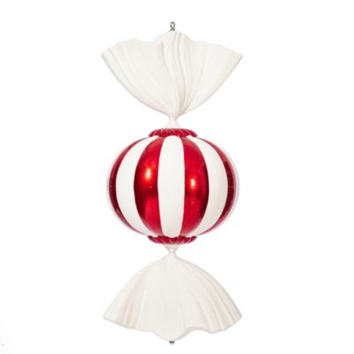 Vickerman 36" Red and White Candy Ornament with Glitter Accents