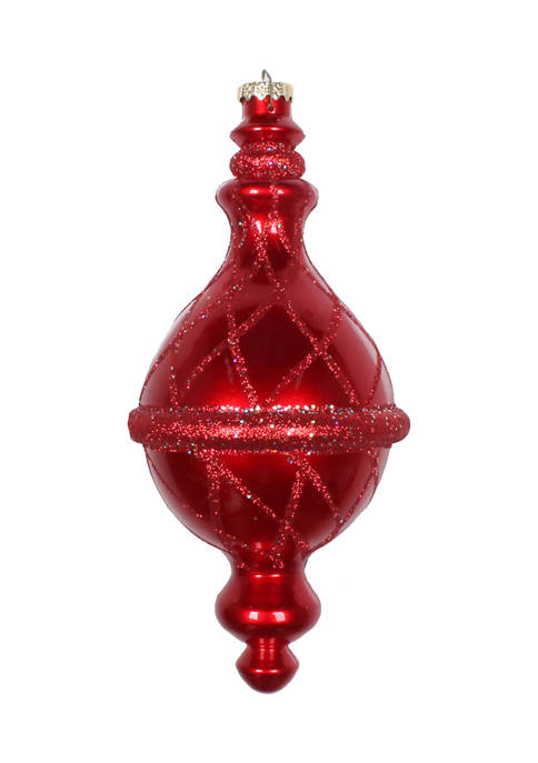 Red Candy Glitter Net Drop Finial Christmas Ornament